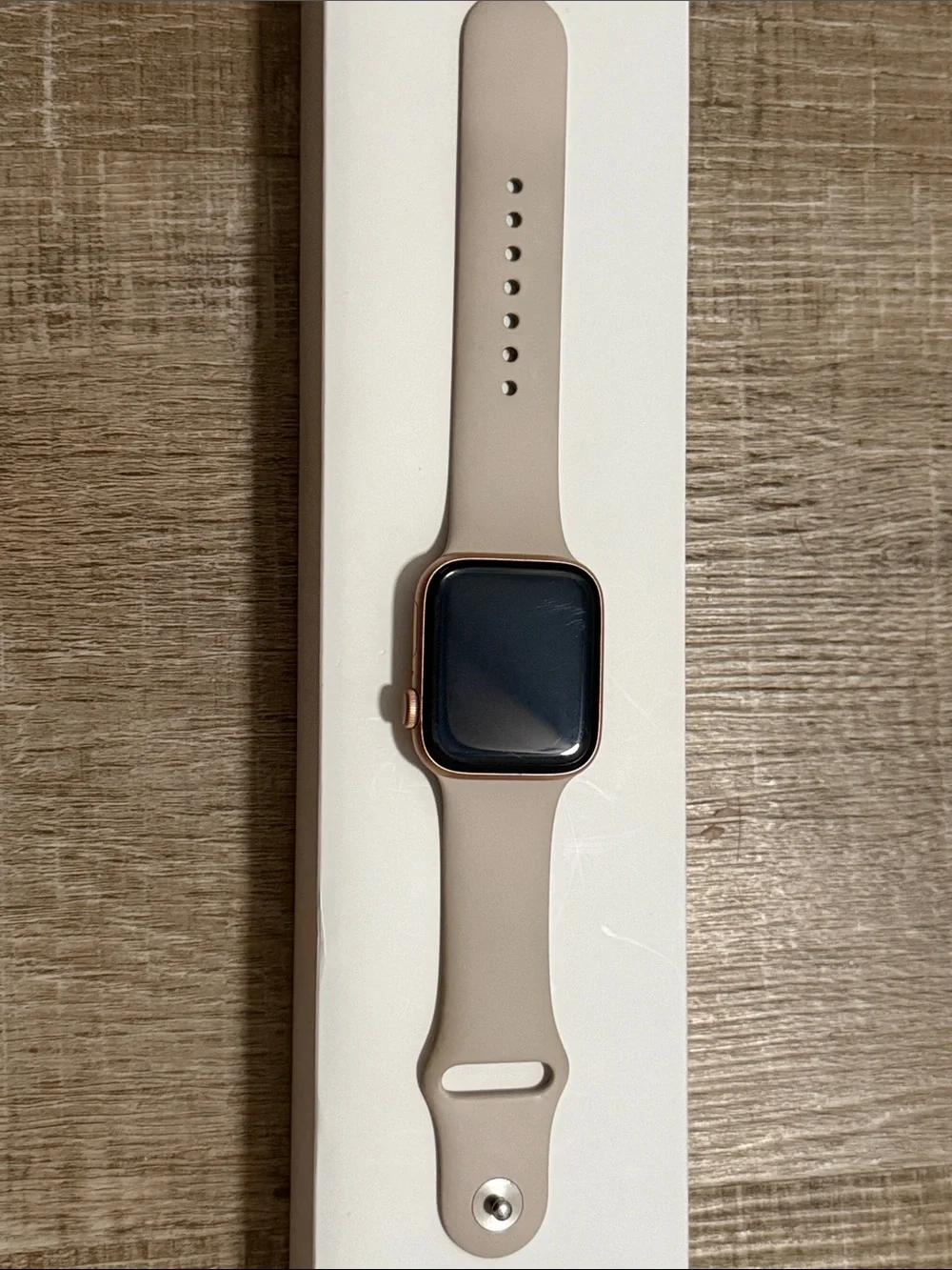 Apple Watch with Pink/Cream Sport Band